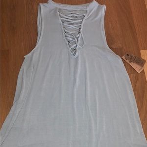 Criss Cross V Neck Tank Top